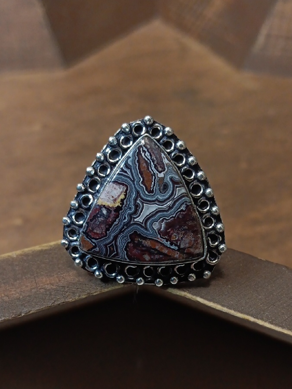 Triangular Multi-Color Stone Statement Ring - Picture 1 of 5